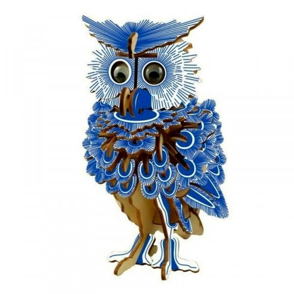 Natural Wood 3D Puzzle Owl Wooden Jigsaw Craft Building Set - Picture 1 of 5